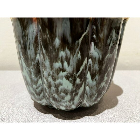 Vintage Fohr Ceramic GERMANY Green Gold Glazed drip bowl 7" - Picture 2 of 13